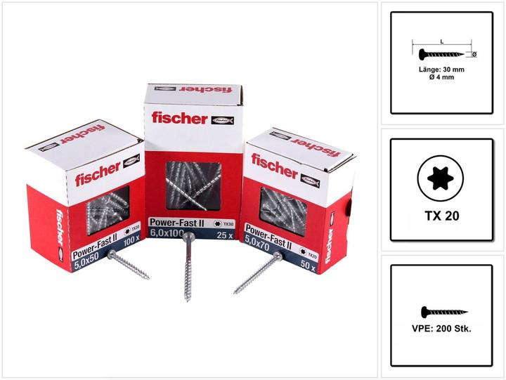 Image du produit Fischer PowerFast II (200 Vis par pièce)