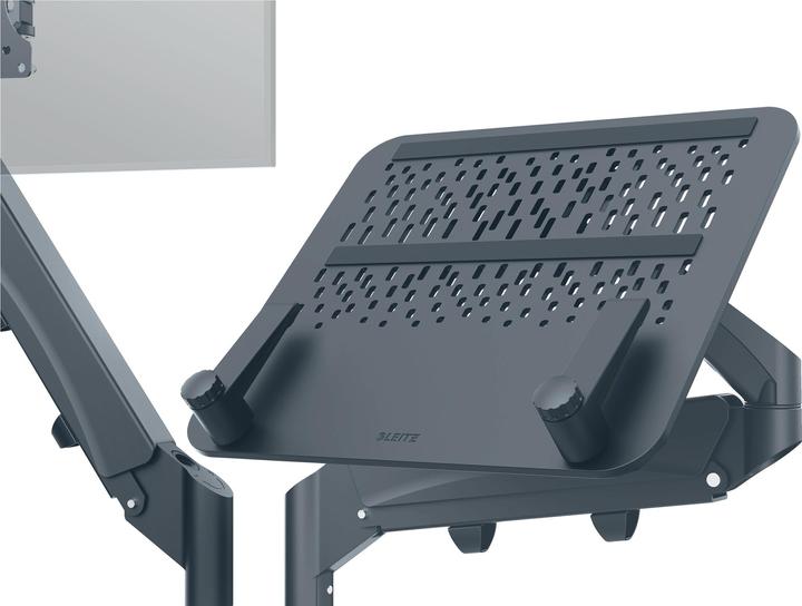 Productafbeelding Leitz Ergo ruimtebesparende dubbele monitorarm met laptophouder (Tabel, 32")