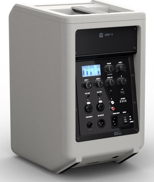 Image du produit LD Systems ANNY® 8 G - Enceinte portable Bluetooth® PA avec batterie et mixeur, gris urbain (Actif, 1x 80 W)