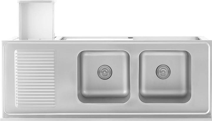 Produktbild Royal Catering Spülenschrank Spülenunterschrank Spülschrank Edelstahl 2 Becken: 400x400x300 mm (Spülbecken Zubehör, 30 cm, 60 cm)