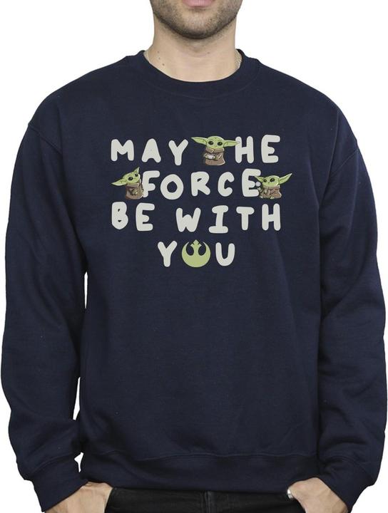 Actual product image Star Wars Mens The Mandalorian Grogu May The Force Be With You Sweatshirt (L)