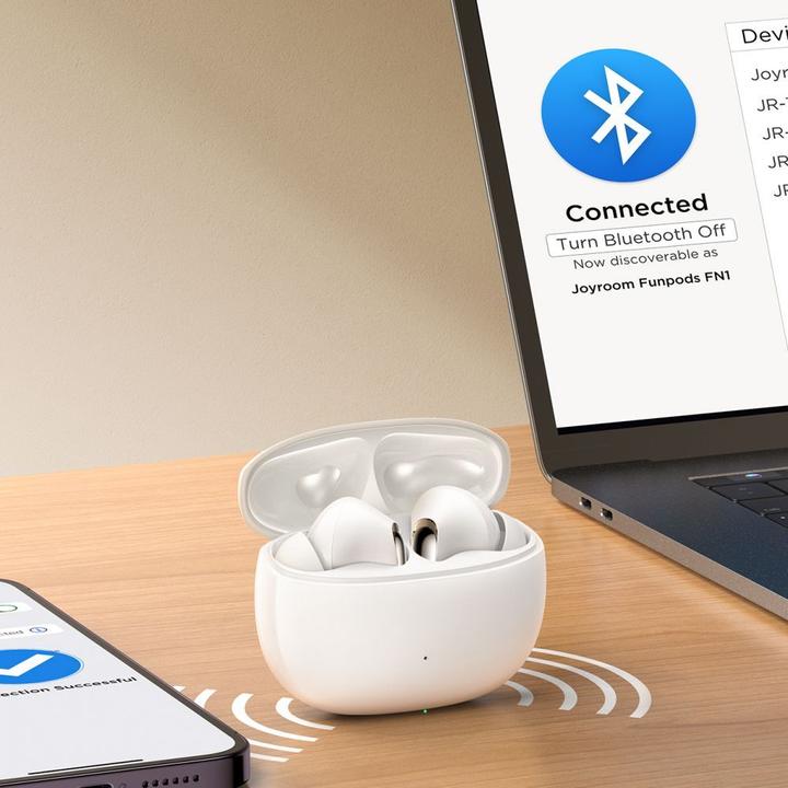 Image du produit Joyroom Funpods JR-FN1 écouteurs sans fil intra-auriculaires TWS Bluetooth 5.4 ANC ENC - blanc (ANC, 35 h, Sans fil)