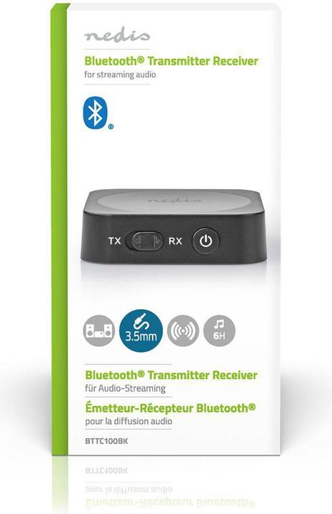 Actual product image Nedis Bluetooth Transmitter Receiver Bluetooth Transmitter Receiver Connection Input: 1x AUX Connect (Transmitter & Receiver)