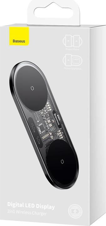 Actual product image Baseus Digital LED Display 2in1 Wireless Charger (20 W)