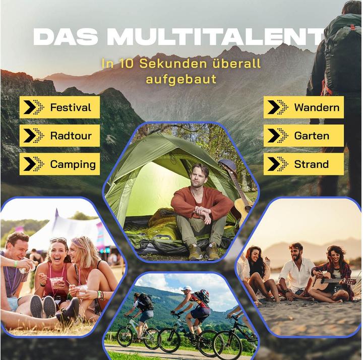 Produktbild Where Tomorrow Wurfzelt 3 Personen - Grün, Anzahl Personen: 3 (Wurfzelt, 3.10 kg, 3 Personen)