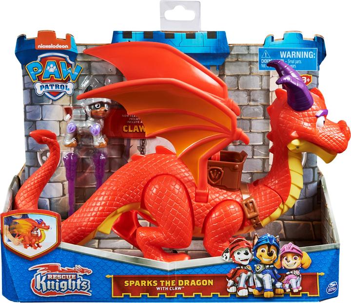 Actual product image Spin Master PAW Patrol Rescue Knights Sparks the Dragon with Wings and Claw puppy action figure