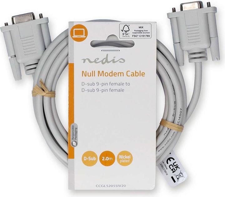Produktbild Nedis Nullmodemkabel | D-SUB 9-Pin-Buchse | D-SUB 9-Pin-Buchse | Vernickelt | 2.00 m | Rund | PVC | (Antennenkabel)