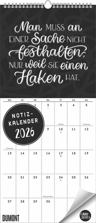 Actual product image Funny Quotes Notizkalender 2026 Typo-Planer Format 22 x 49,5 cm (German)