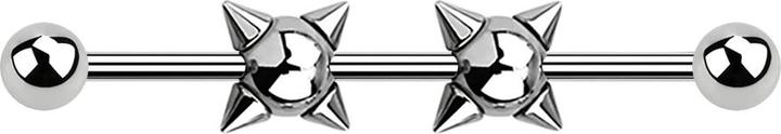 Star Piercing Barbell silber zwei Conekugeln mit zwei Kugeln (Chirurgenstahl 316L, ohne Messing)