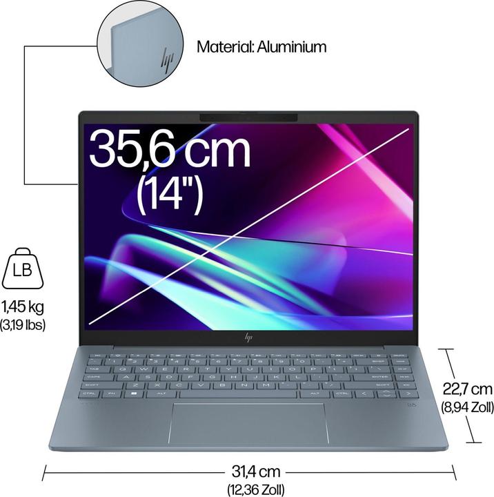 Immagine prodotto HP Pavilion Plus 14-ew1152ng 14" WQXGA IPS 120Hz, Intel Core Ultra 5 125H, 16GB RAM, 512GB SSD, Wind (14", 16 GB, 512 GB, DE)