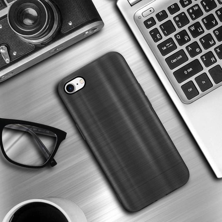 Immagine prodotto Cadorabo Custodia per Apple iPhone 7 / 7S / 8 / SE 2020 in TPU spazzolato Protezione fotocamera LM160 Stile (Apple iPhone 7, Apple iPhone SE (seconda generazione))