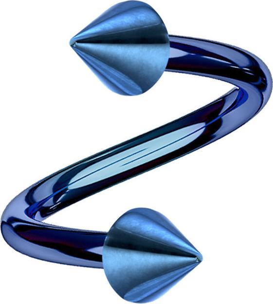 Actual product image Star Piercing Micro spiral dark blue with two cones (Surgical steel 316L, without brass)