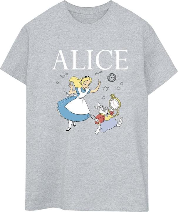 Actual product image Disney Womens/Ladies Alice In Wonderland Follow The Rabbit Cotton Boyfriend T-Shirt (S)