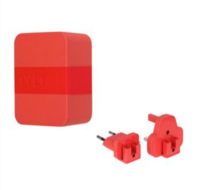Actual product image Tylt Travel Adapter Dual USB Red