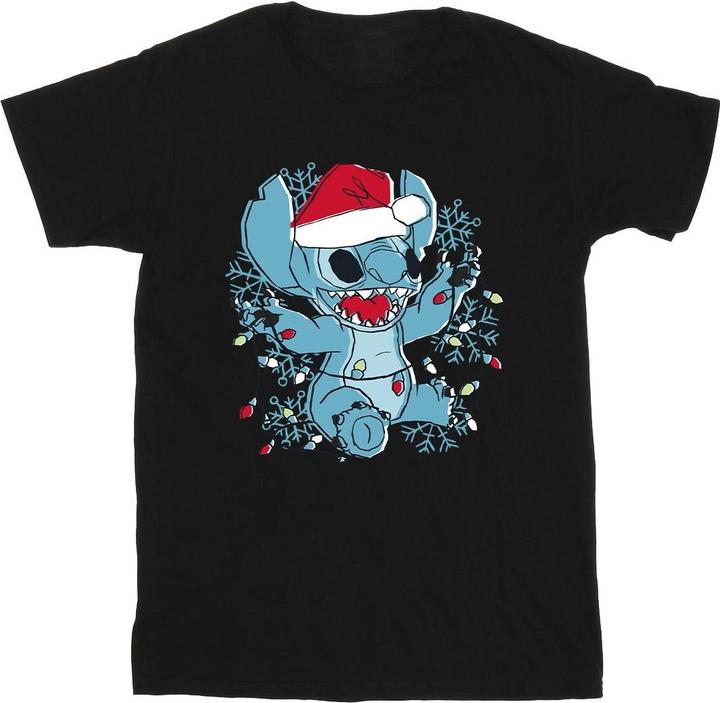 Disney Lilo And Stitch Christmas Lights Sketch TShirt Mädchen