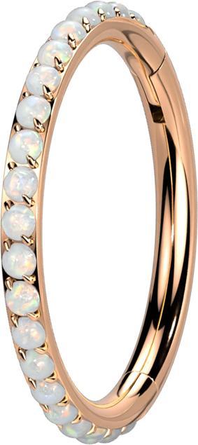 Produktbild Star Piercing Micro Segmentring klappbar rosegold seitlich Opale weiss (ohne Messing, Titan G23)