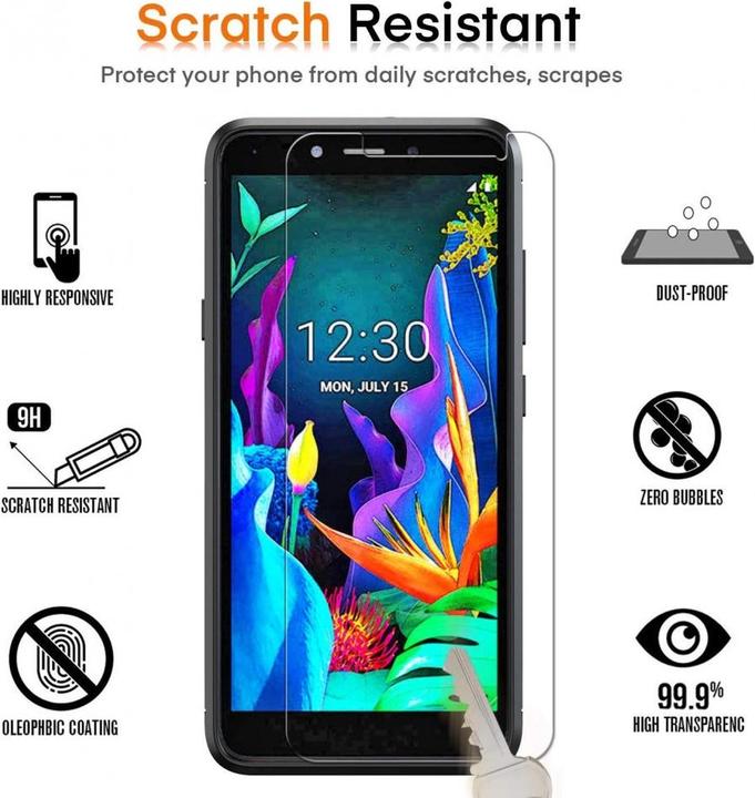 Actual product image Screenguard LG K20 bulletproof glass protective film Case Friendly Design (1 Piece, K20)