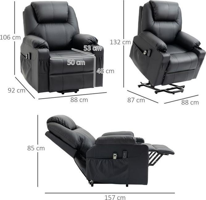 Immagine prodotto Swisshandel24 Poltrona elettrica, poltrona massaggiante, con funzione reclinabile, con telecomando, tasche