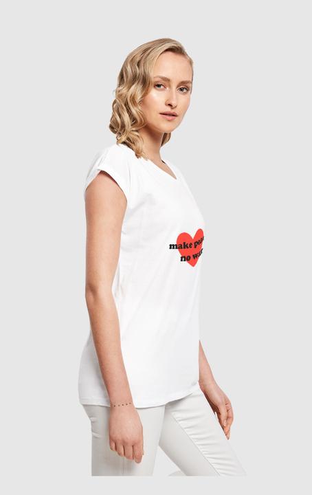 Actual product image Merchcode Ladies Peace - Red Heart White Extended Shoulder Tee - 161435 (XS)