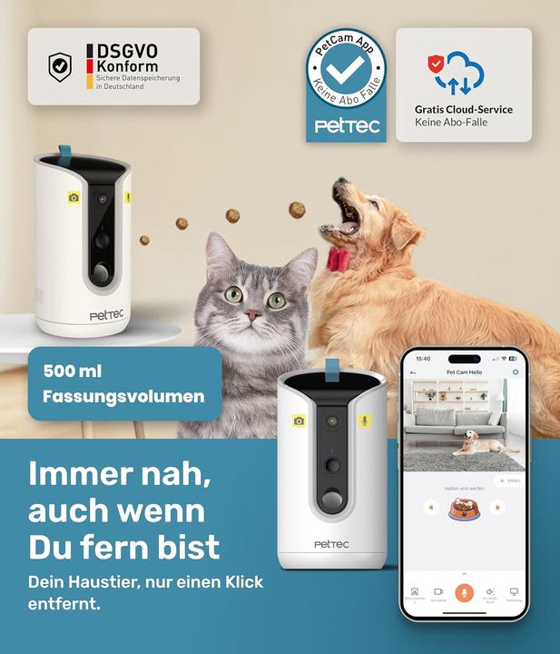 Image du produit PetTec Haustierkamera 360° und automatischer Futterspender mit Leckerliauswurf