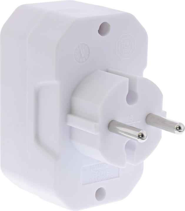 Produktbild InLine Steckdosenadapter, CEE7/17 an 4x Eurobuchse, mit erhöhtem Berührungsschutz, weiss (4 x)