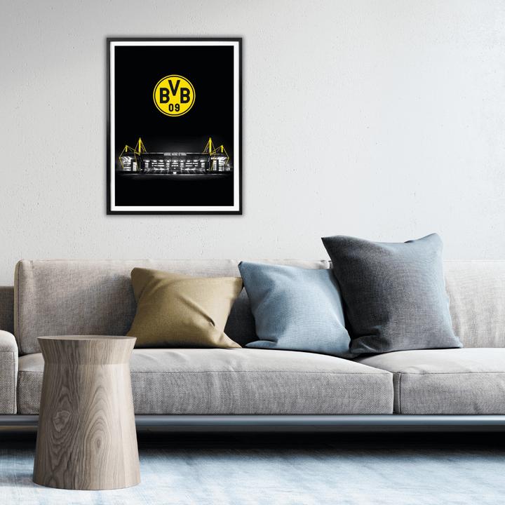 Produktbild Borussia Dortmund BVB Signal Iduna Park bei Nacht Emblem (30 x 40 cm)