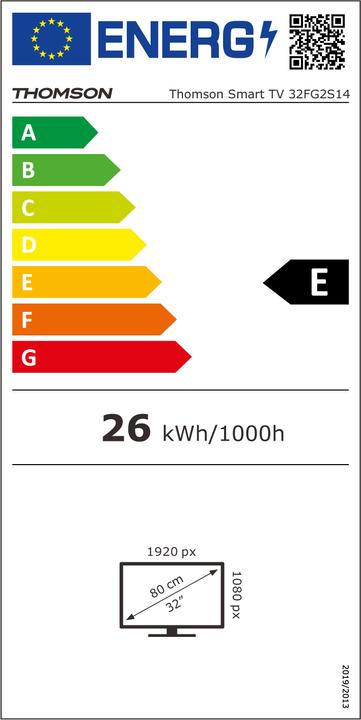 Energy Label Thomson TV 32 FHD FRAMELESS SMART T2/C2S2 GOOGLE TV 32FG2S14 (32", LED)
