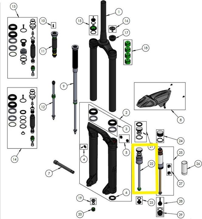 Actual product image DVO Air Shaft Assembly SL, 170mm, 29", Onyx 38 D1|D2|WP SL