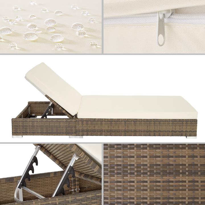 Produktbild tectake Sonnenliegen Rattan (184 cm)