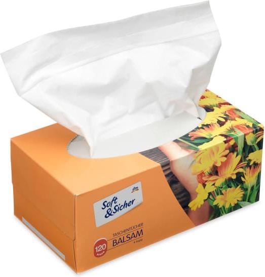 Produktbild dm Soft&Sicher Taschentücher Box Balsam 4-lagig