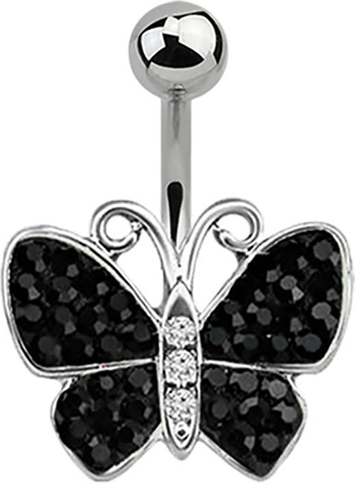Produktbild Star Piercing Banane silber Schmetterling schwarz (Chirurgenstahl 316L)