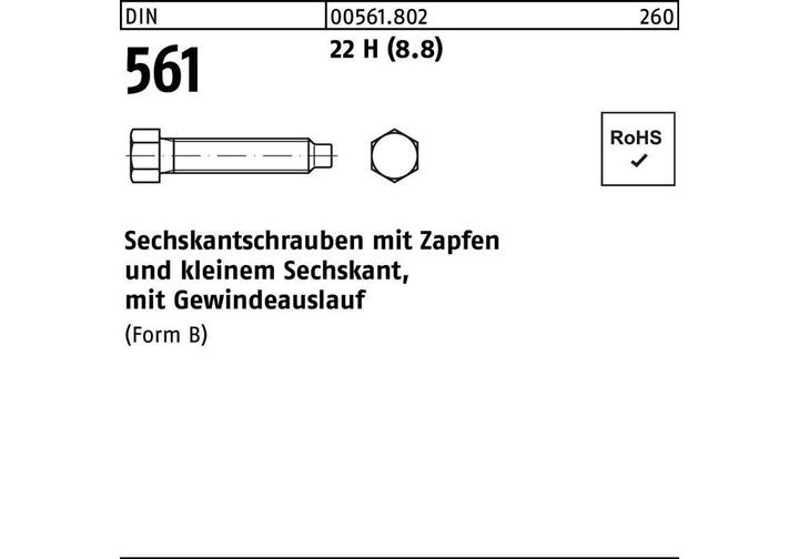 Image du produit Vis hexagonale DIN 561 m.Zapfen x35mm (100 Vis par pièce)
