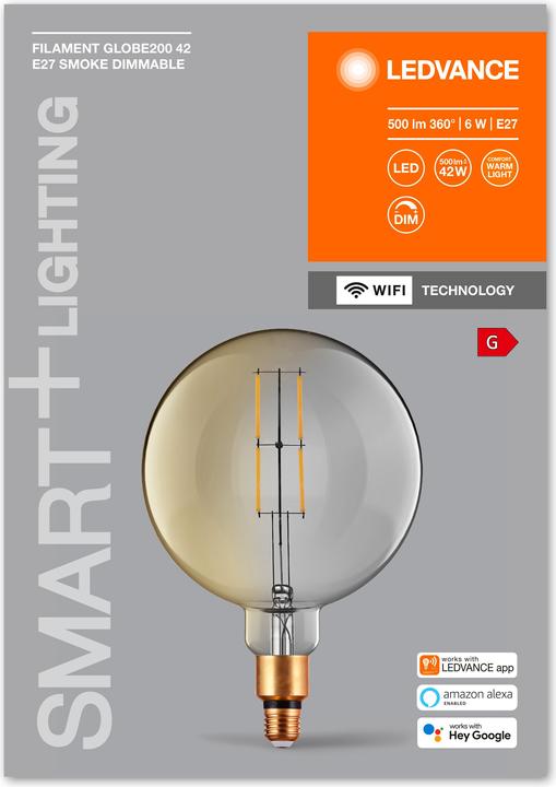 Produktbild Ledvance Smart+ Wifi Filament Globe (E27, 6 W, 500 lm, 2 x, G)