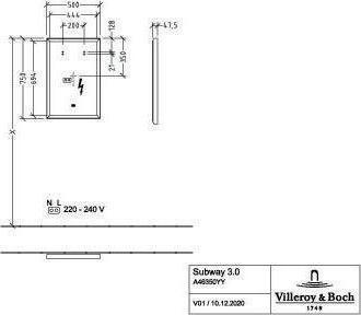 Actual product image Villeroy & Boch V&B Mirror SUBWAY 3.0 500x750x47,5mm White Matt