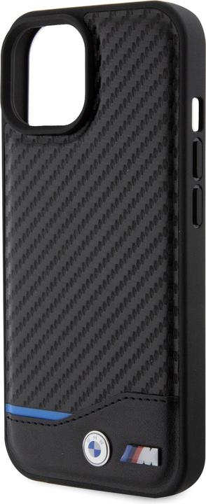 Image du produit BMW Coque M effet carbone et cuir avec logo métallique en relief (Apple iPhone 15 Plus)
