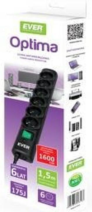 Image du produit Ever OPTIMA 1.5m 6 sorties AC 250 V noir 1,5 m (6 x, PECO 7/5, 1.50 m)