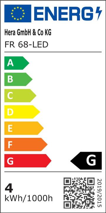 Label énergétique Hera Luminaire LED à encastrer aspect inox FR 68-LED 4W ww eds