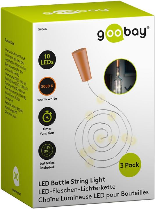 Actual product image Goobay 3x 10 LED bottle light chain, incl. timer (0.95 m)