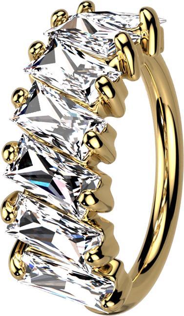 Star Piercing Micro Piercing Ring 14k vergoldet Prinzess Kristalle diagonal (Messing)
