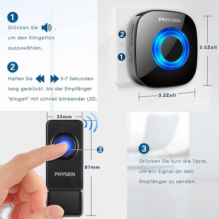 Produktbild Physen Funk-Türklingel Set (3 Receiver, 2 Sender) (Funk)