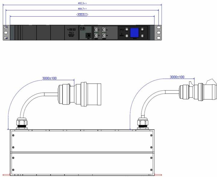 Image du produit Bachmann BN3000 RCM XXL PROFIL esclave 3x32A mesure p.Ph. 3m H05VV-F 5G 4 CEE 3x32A Lan