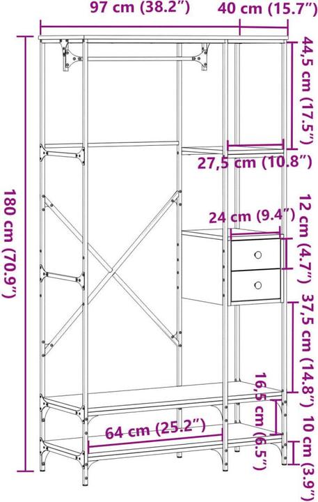 Image du produit VidaXL Porte-manteaux avec étagères