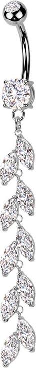 Produktbild Star Piercing Banane silber mit zwei Kugeln Kristall silber Anhänger zehn Ovale Kristalle silber (Chirurgenstahl 316L, Messing)