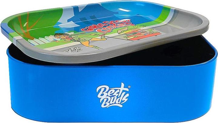 Actual product image Best Buds Thin Box Rolling Tray with Storage Girls Scout Cookies