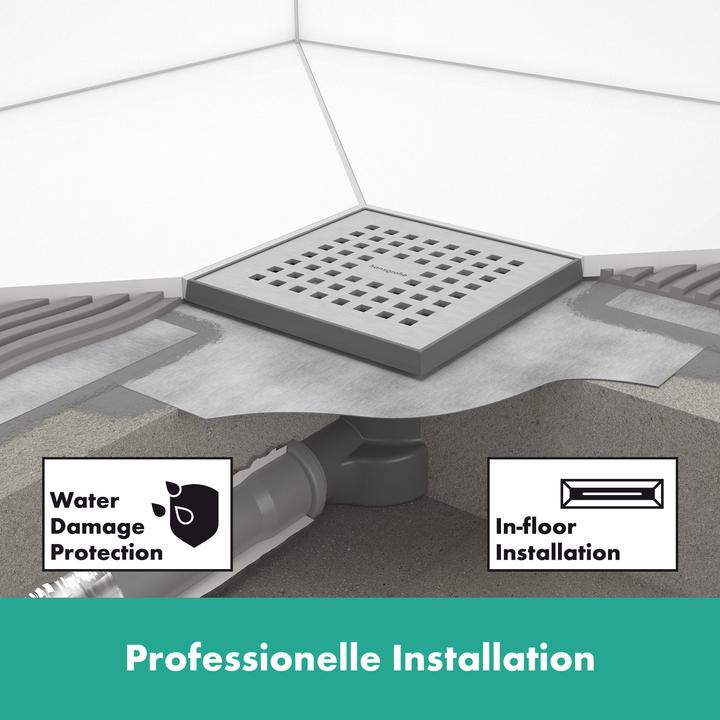 Actual product image hansgrohe HG point drain RainDrain Brilliance compl. set brushed stainless steel 100x100mm (100 mm)
