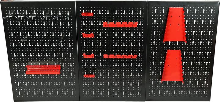 Actual product image Wiltec Tool Storage Racks 3 Perforated Panels with 17 Different Hooks, 120x60cm
