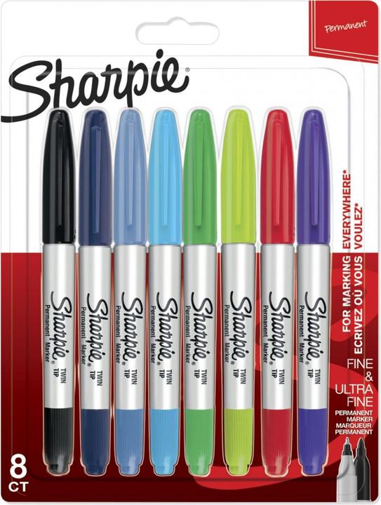 Produktbild Sharpie Permanent-Marker Twin Tip (Mehrfarbig, 0.90 mm, 8 x)