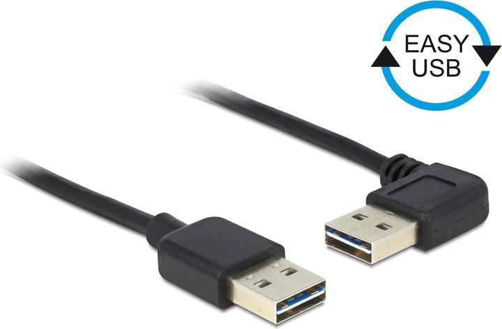 Image du produit Delock Câble USB2.0 Easy A-A : 0,5 m, noir (0.50 m, USB 2.0)