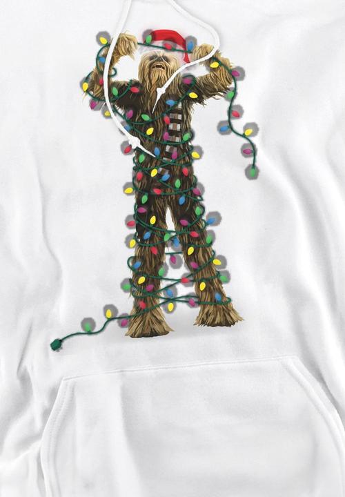 Actual product image Star Wars Mens Chewbacca Fairy Lights Christmas Hoodie (XL)
