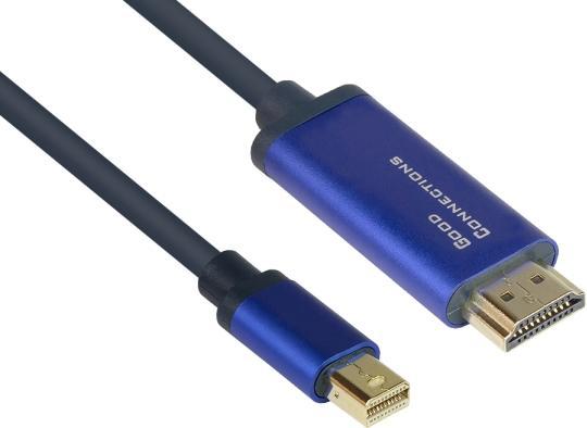 Image du produit Good Connections GC 4844-SF030B Mini DP 1.4 vers HDMI 2.0 A mâle 4Ka60Hz 3 m bleu (3 m, HDMI)